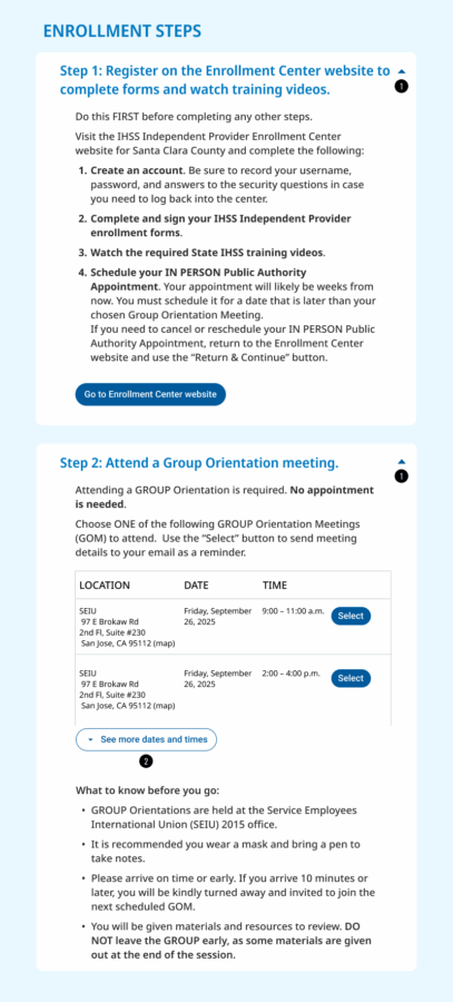 Screenshot of website design mockup showing the changes described in the list below. 